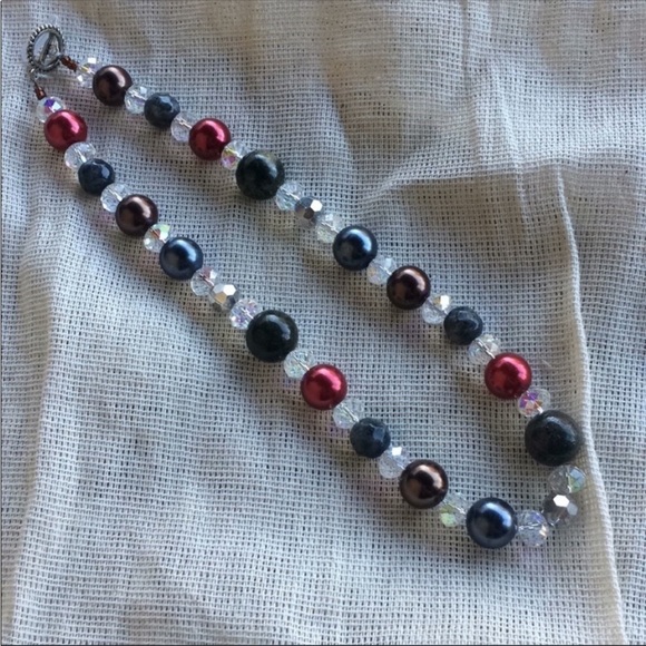 Chunky red Brown crystals necklace custom gorgeous western Red Crystal - Picture 1 of 4